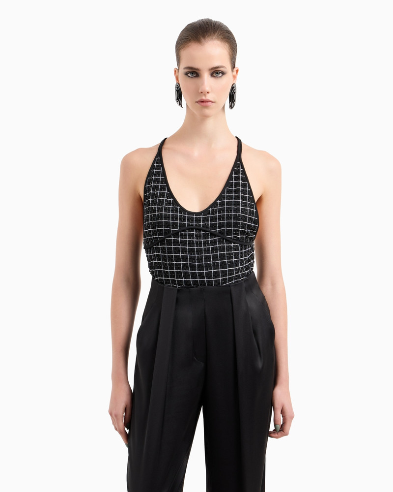 GIORGIO ARMANI EMBROIDERED VISCOSE JERSEY TOP outlook
