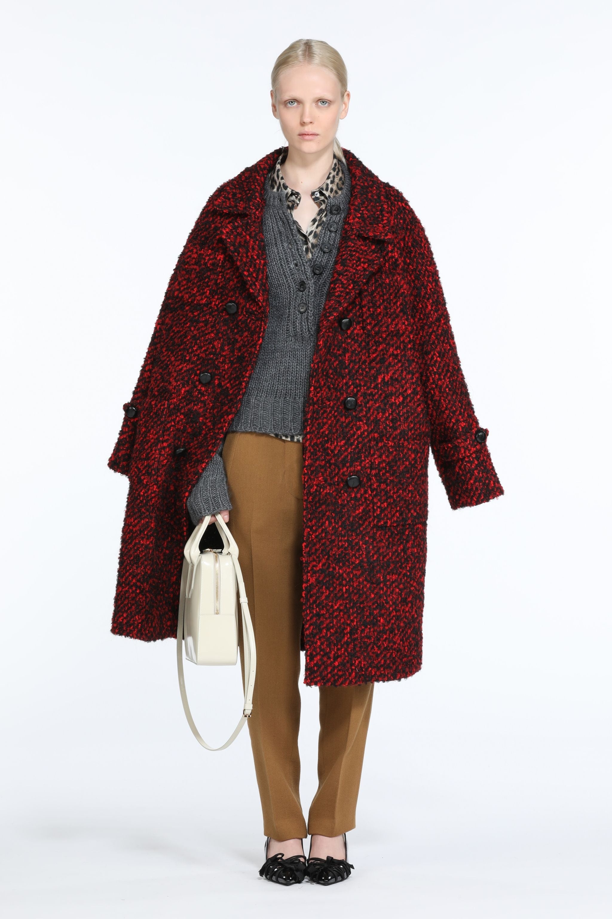 DOUBLE-BREASTED TWEED COAT - 4