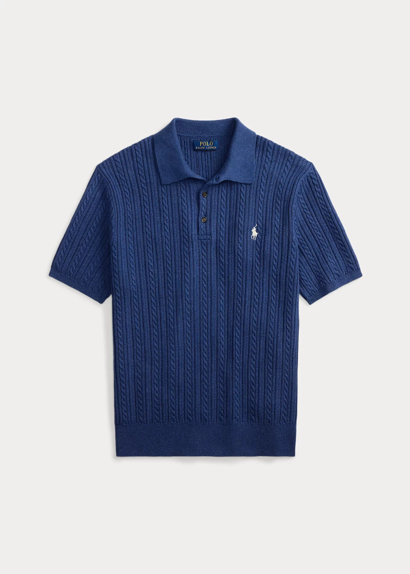 Cable-Knit Cotton Polo Sweater - 1