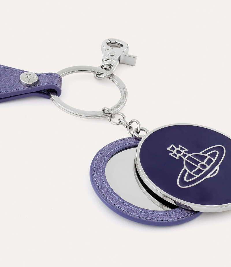 PEARLISED LEATHER THIN LINE ORB MIRROR KEYRING 3