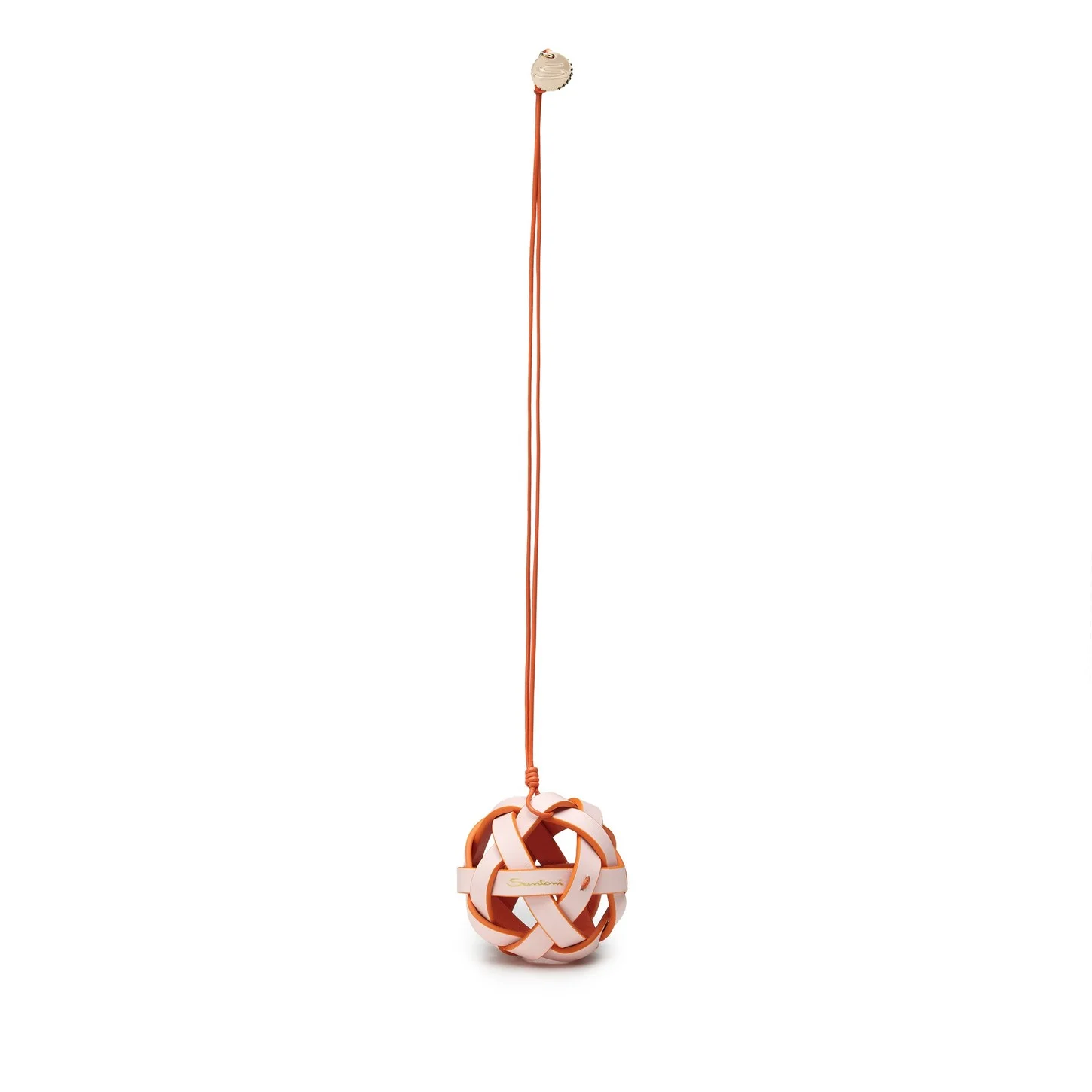 Pink woven leather sphere charm - 1