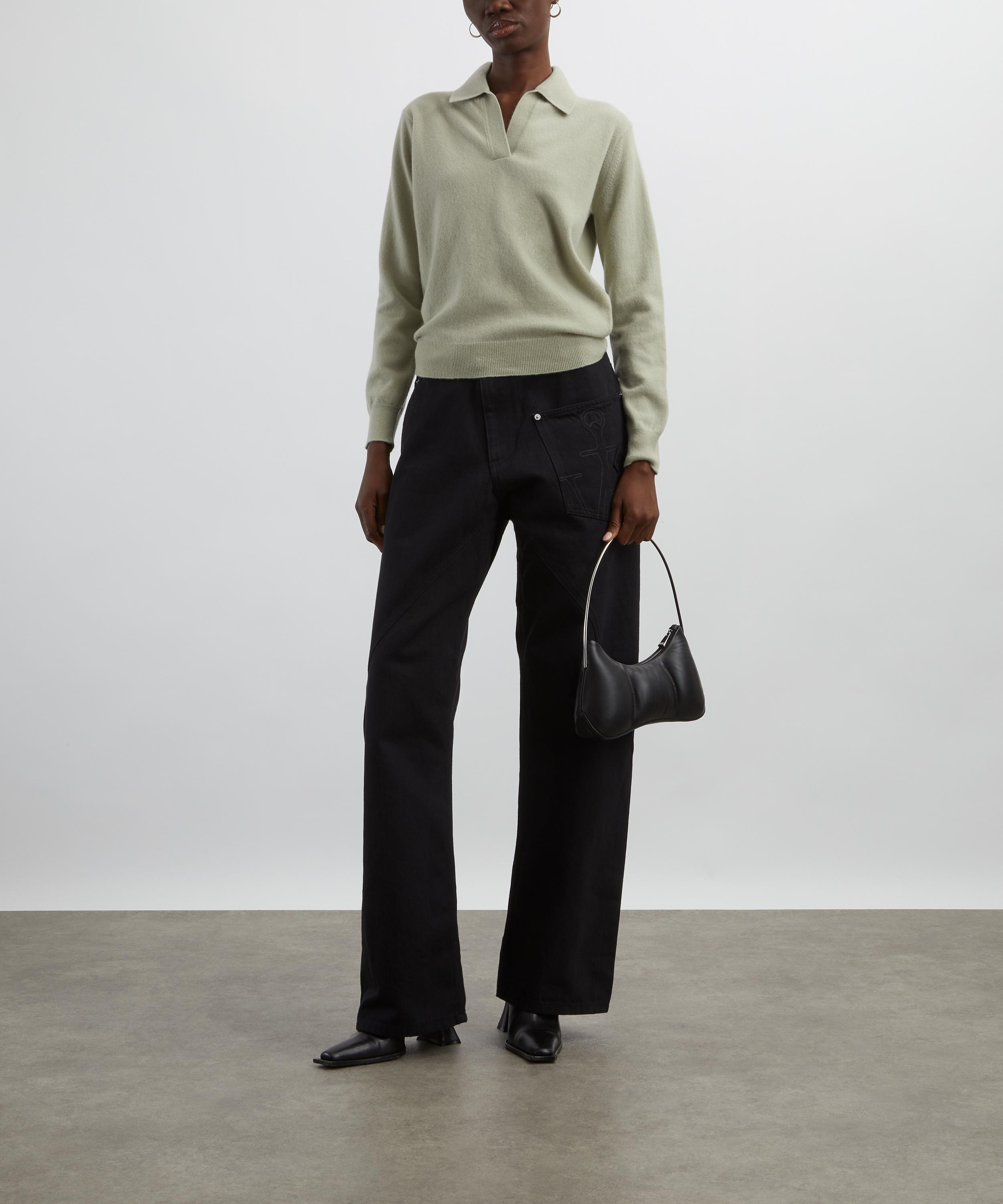 Pale Green Polo Knit Top - 2