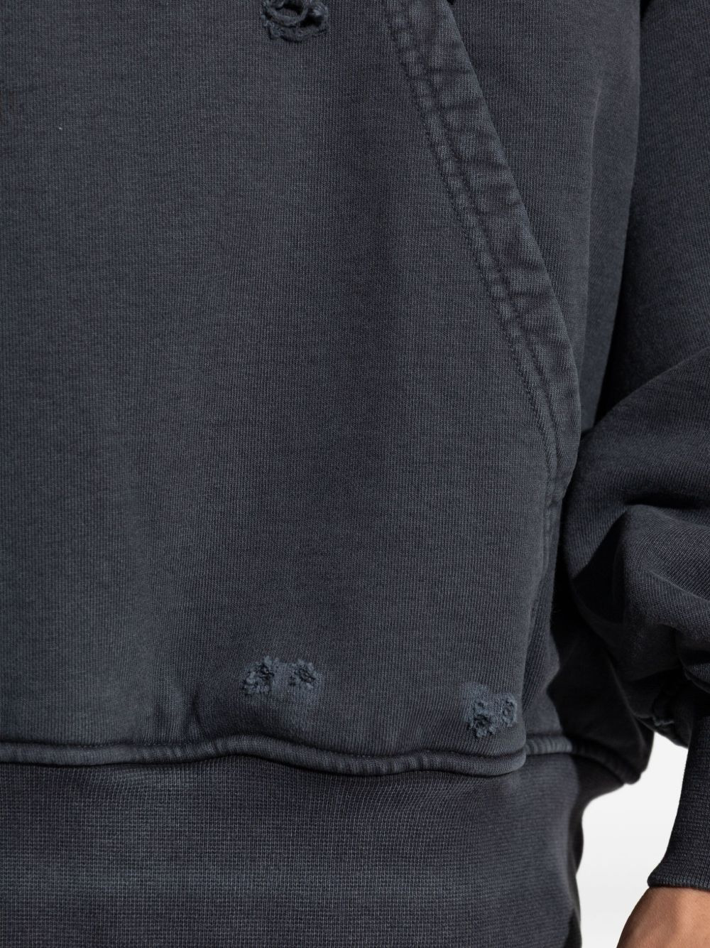 graphic-print distressed cotton hoodie - 5