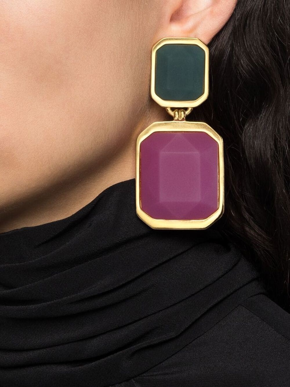 contrast-dual-tone earrings - 2