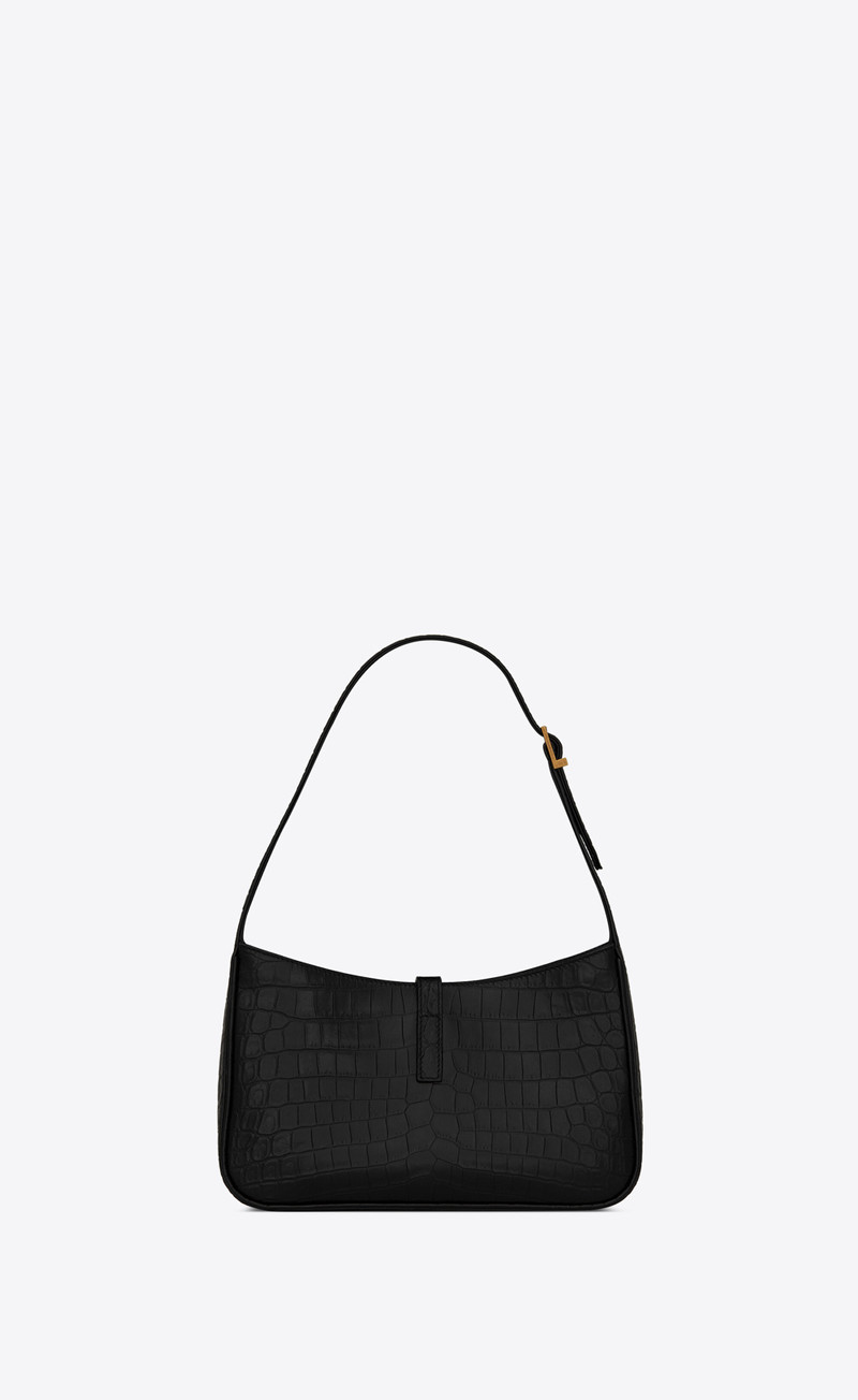 le 5 à 7 hobo bag in crocodile-embossed shiny leather 3