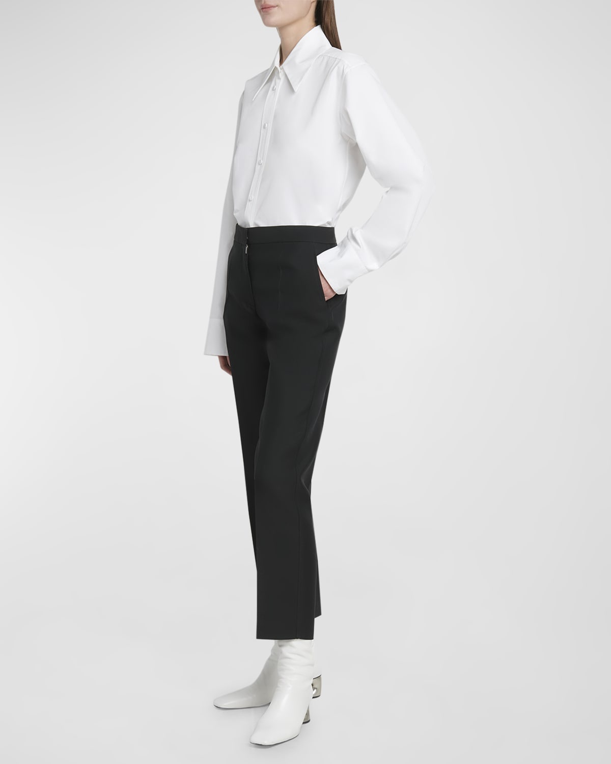 Mid-Rise Straight-Leg Ankle Trousers - 3