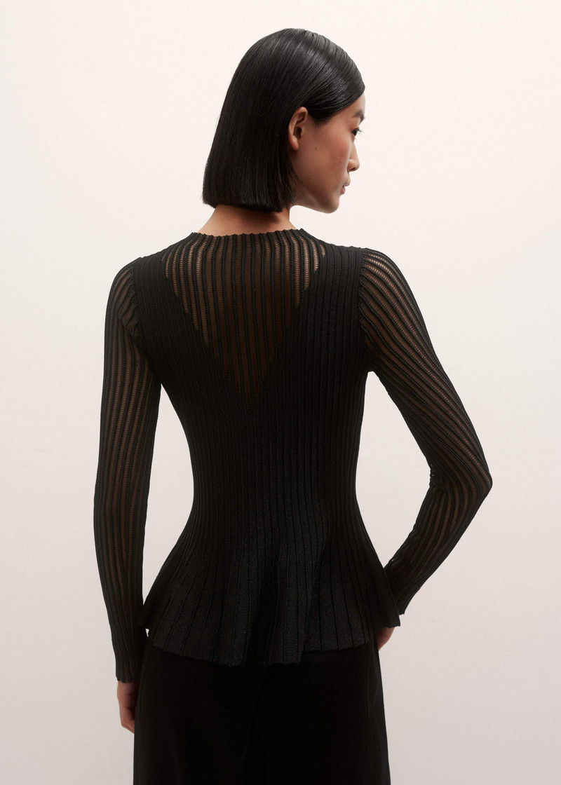 Sheer Knit Peplum Top 4
