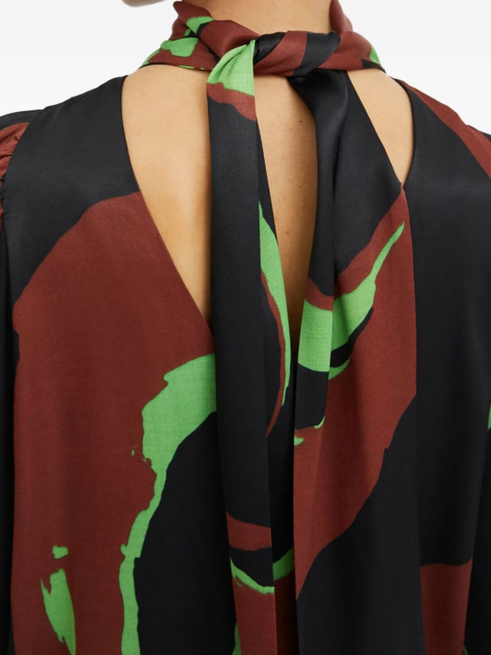 swirl-print puff-sleeve blouse - 2