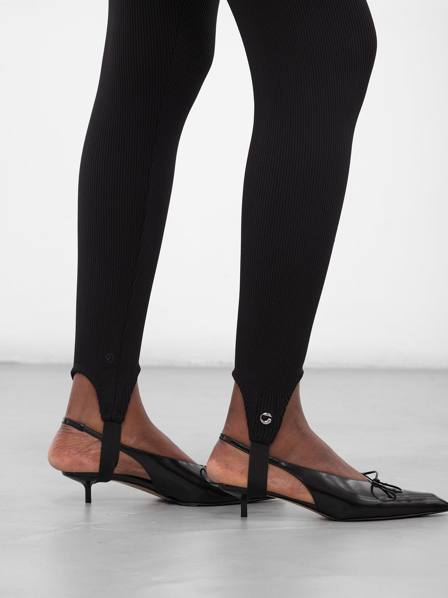 Black Nylon Stirrup Leggings - 5