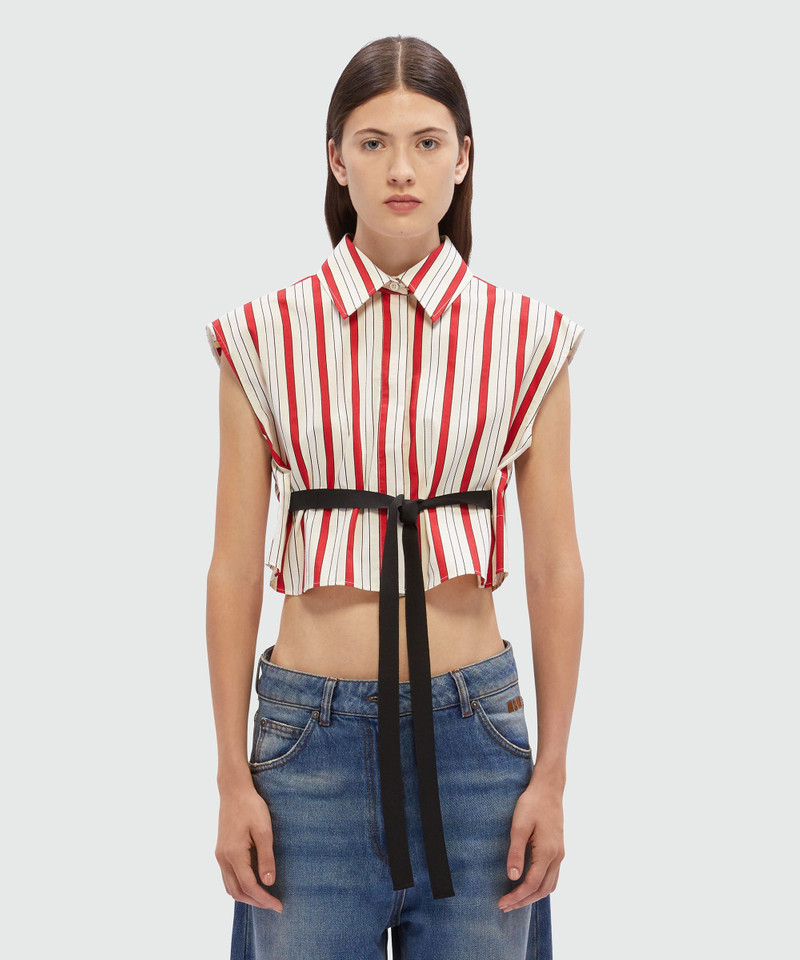 MSGM Cropped shirt with red striped print outlook