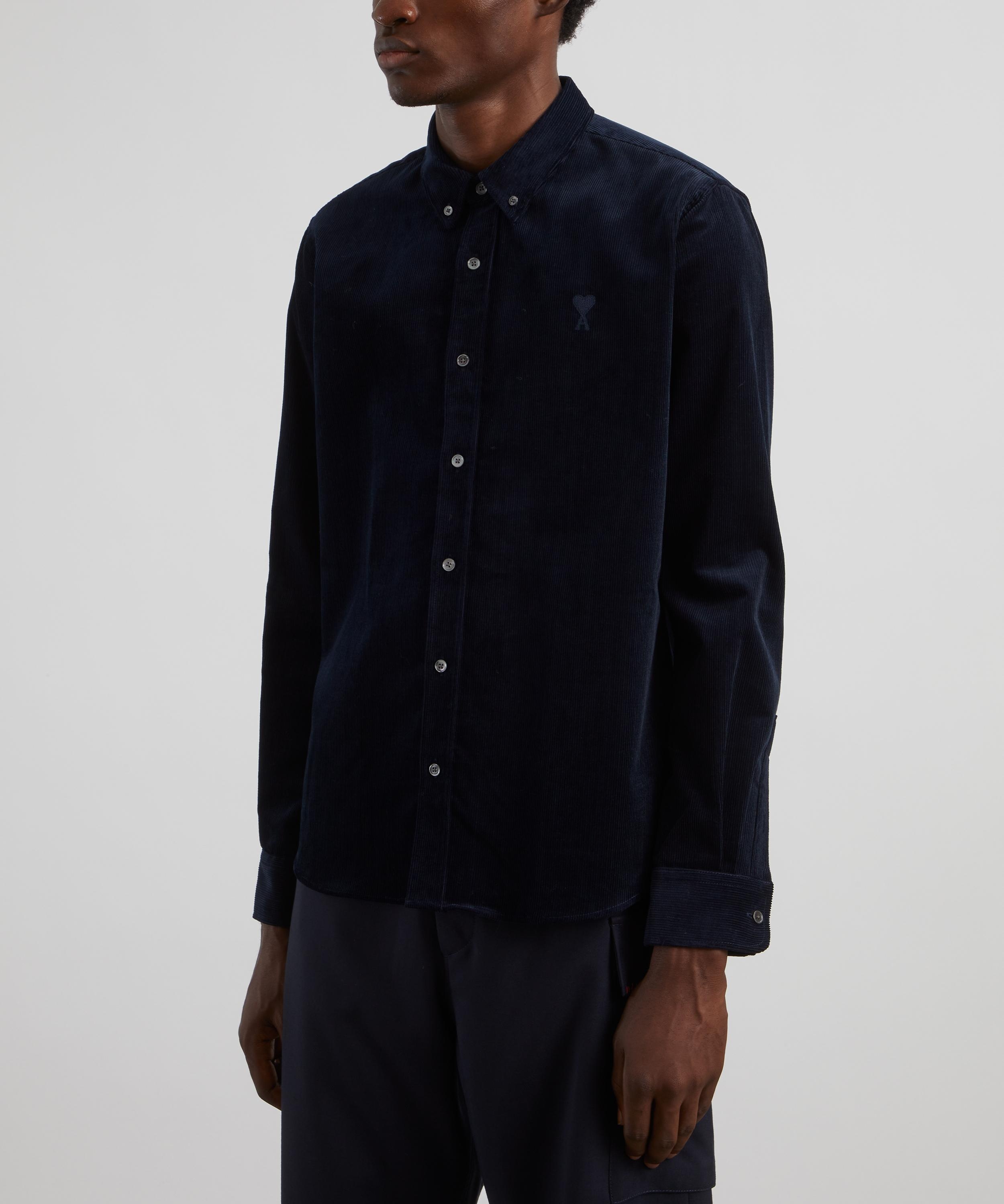 Navy Classic Fit Cotton Corduroy Shirt - 3