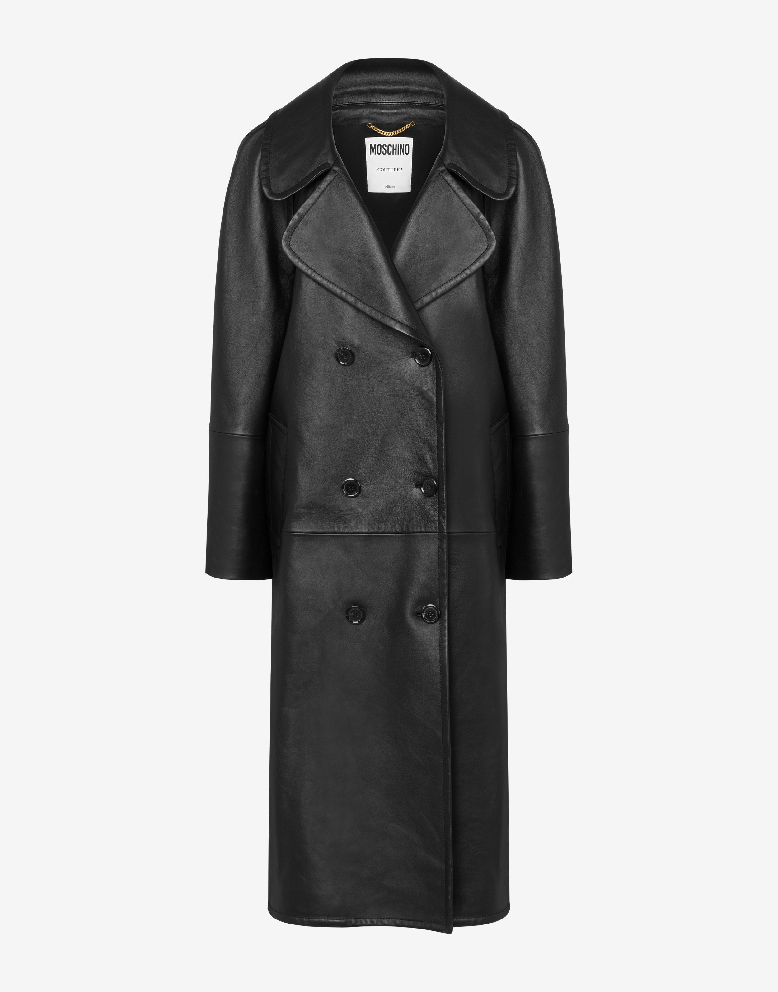 ASYMMETRIC NAPPA LEATHER COAT - 1