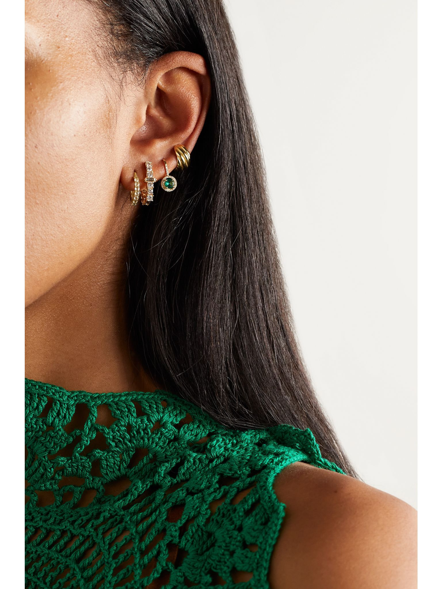 18-karat gold diamond hoop earrings Gold - 4
