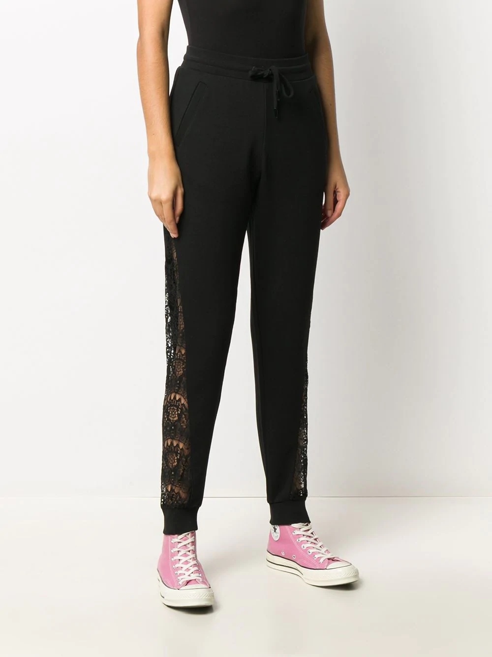 lace panel trousers - 3