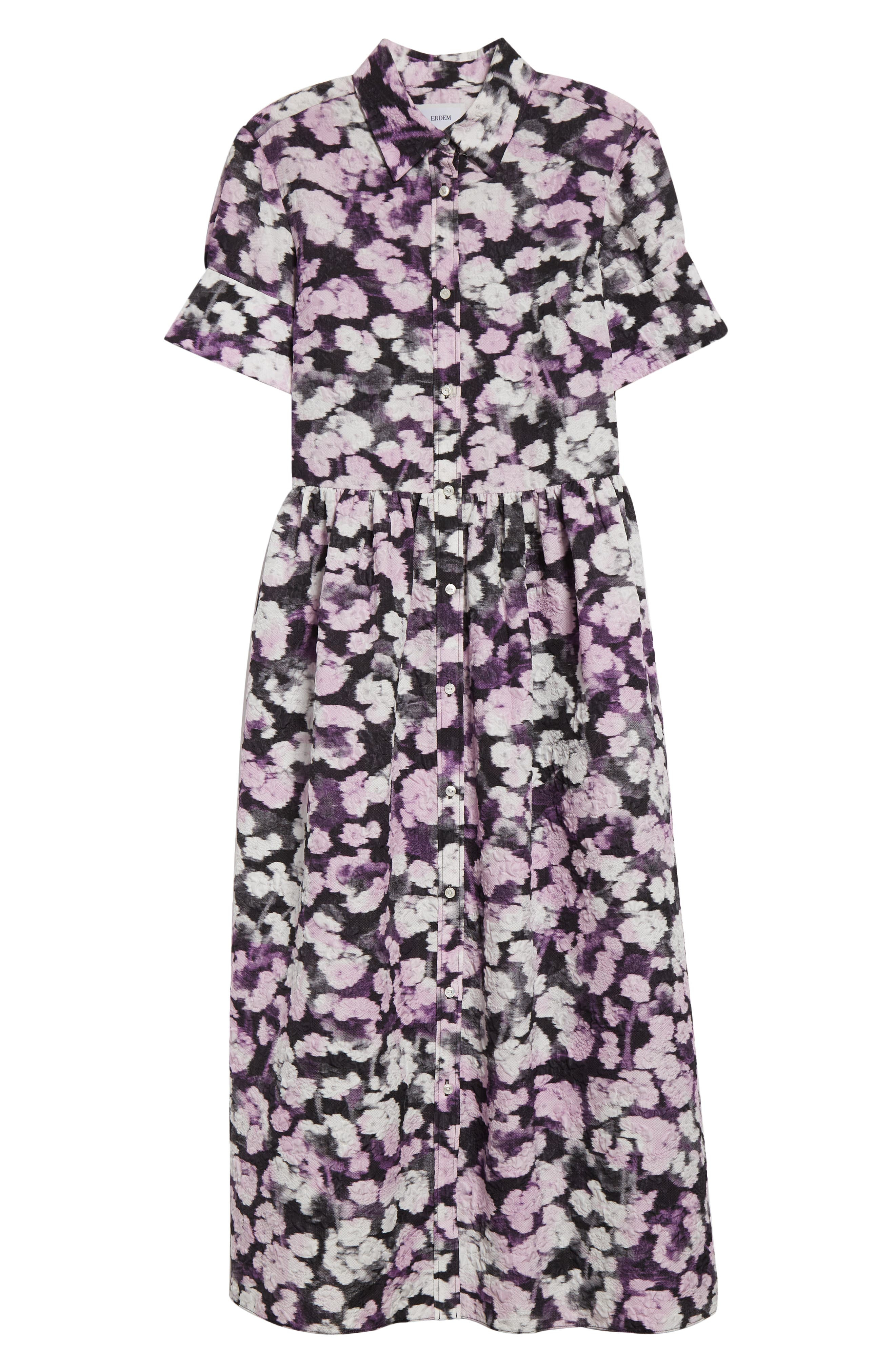 Erdem Floral Matelassé Shirtdress in Havelock Blossom Lilac at Nordstrom - 4