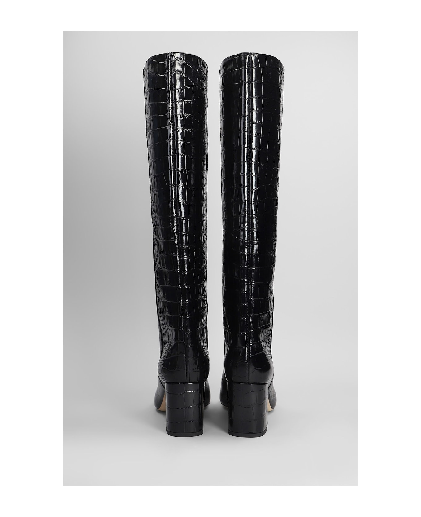 Anja Boot 70 High Heels Boots In Black Leather - 4