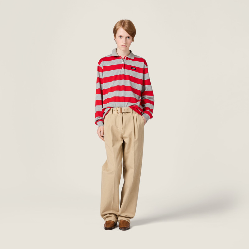 Miu Miu Striped jersey polo shirt outlook