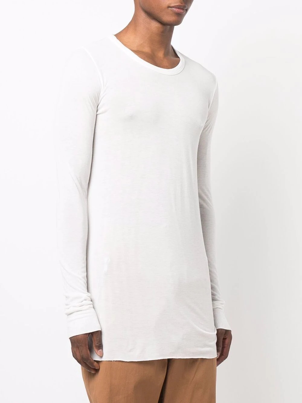 round neck long-length T-shirt - 3