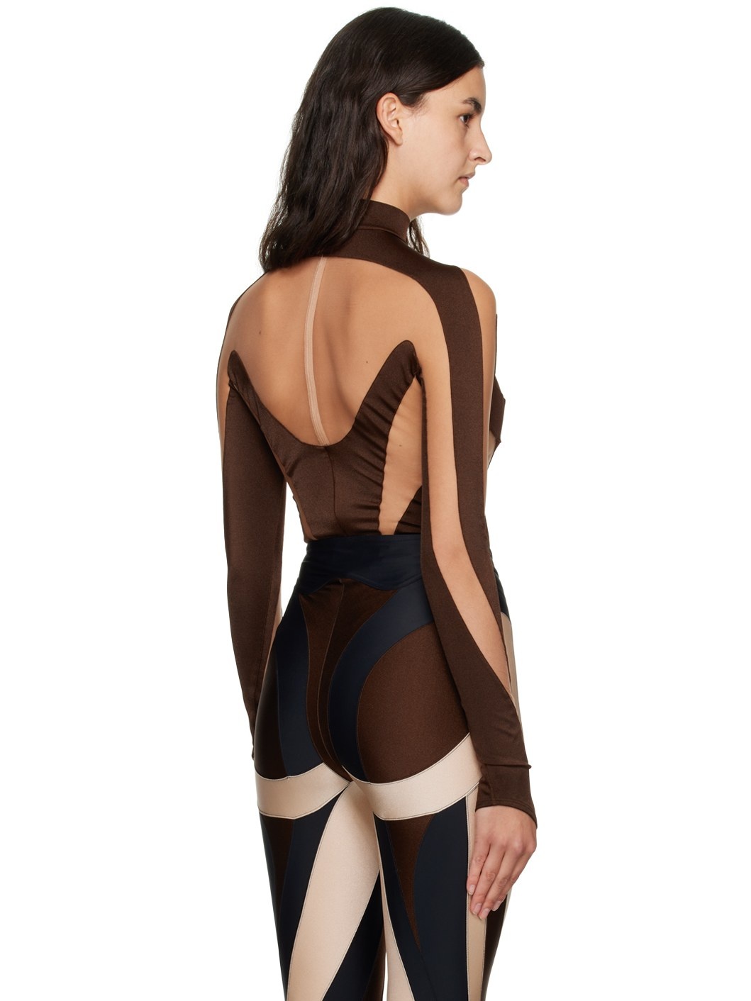 Brown Illusion Bodysuit - 3