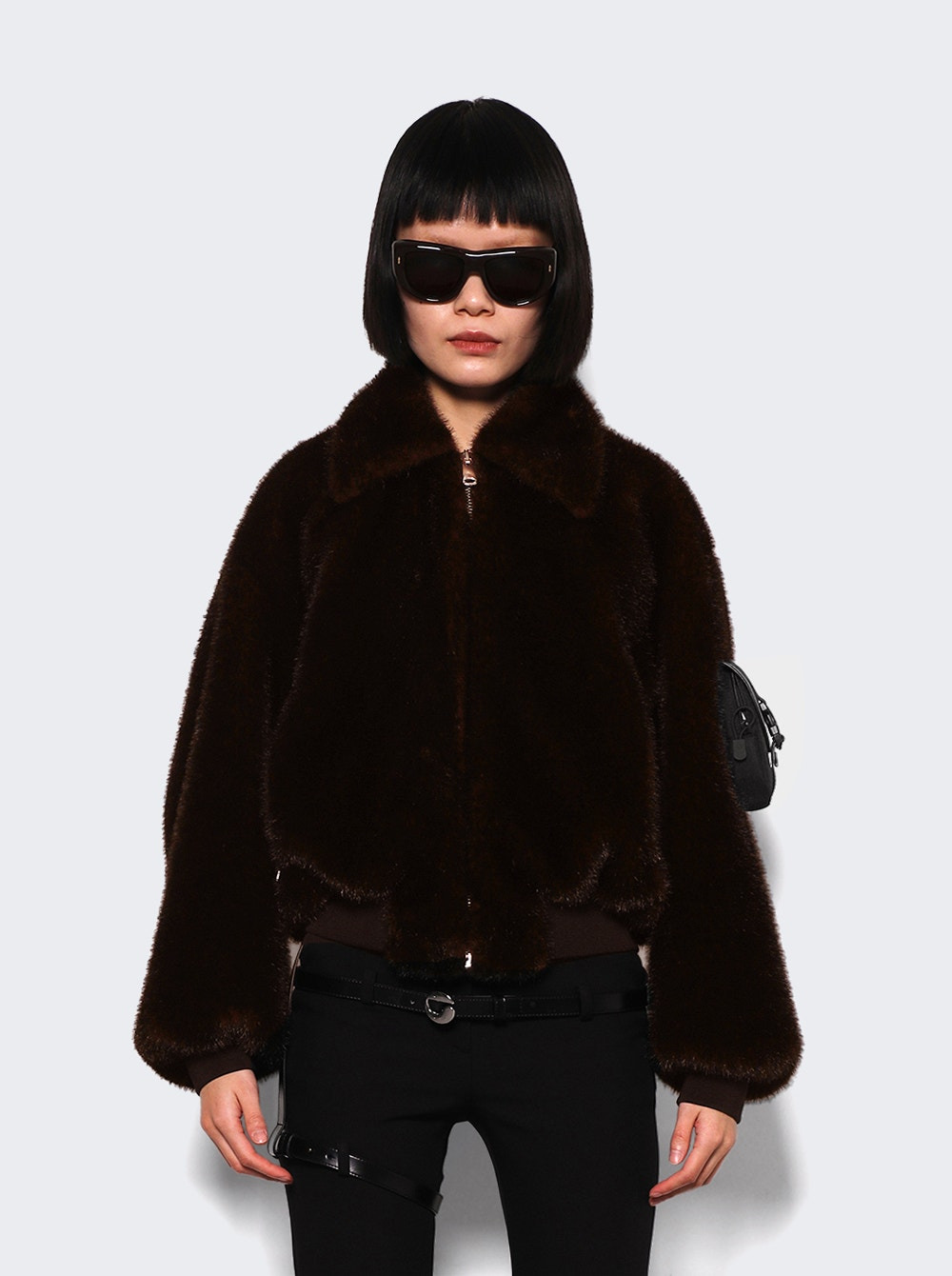 Faux Fur Bomber Jacket Brown - 2