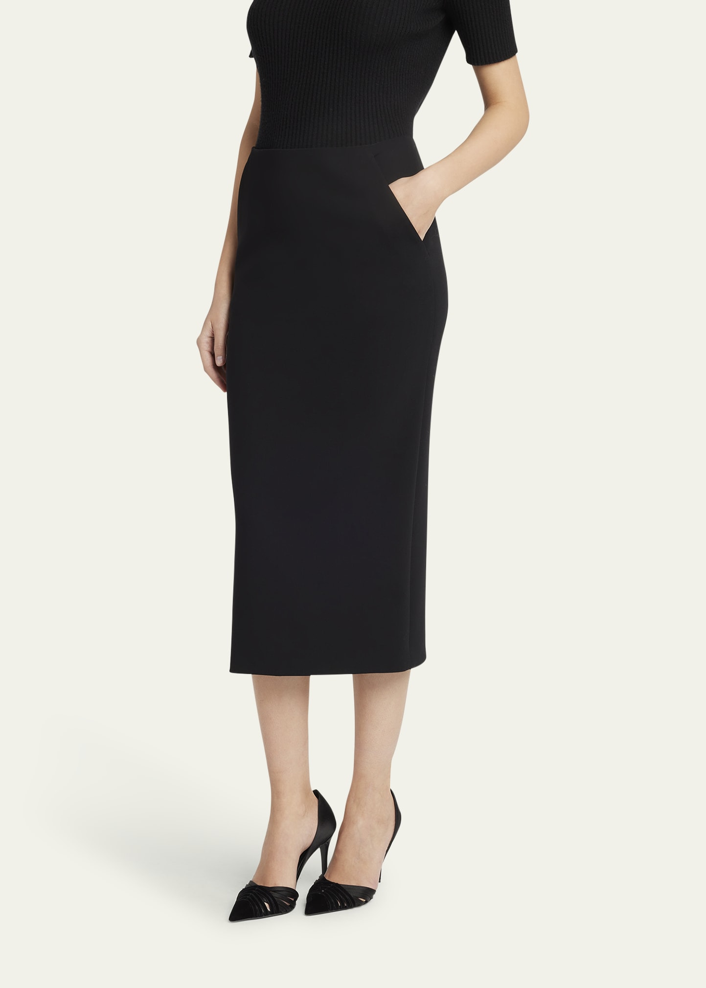 Stretch-Wool Pencil Skirt - 4