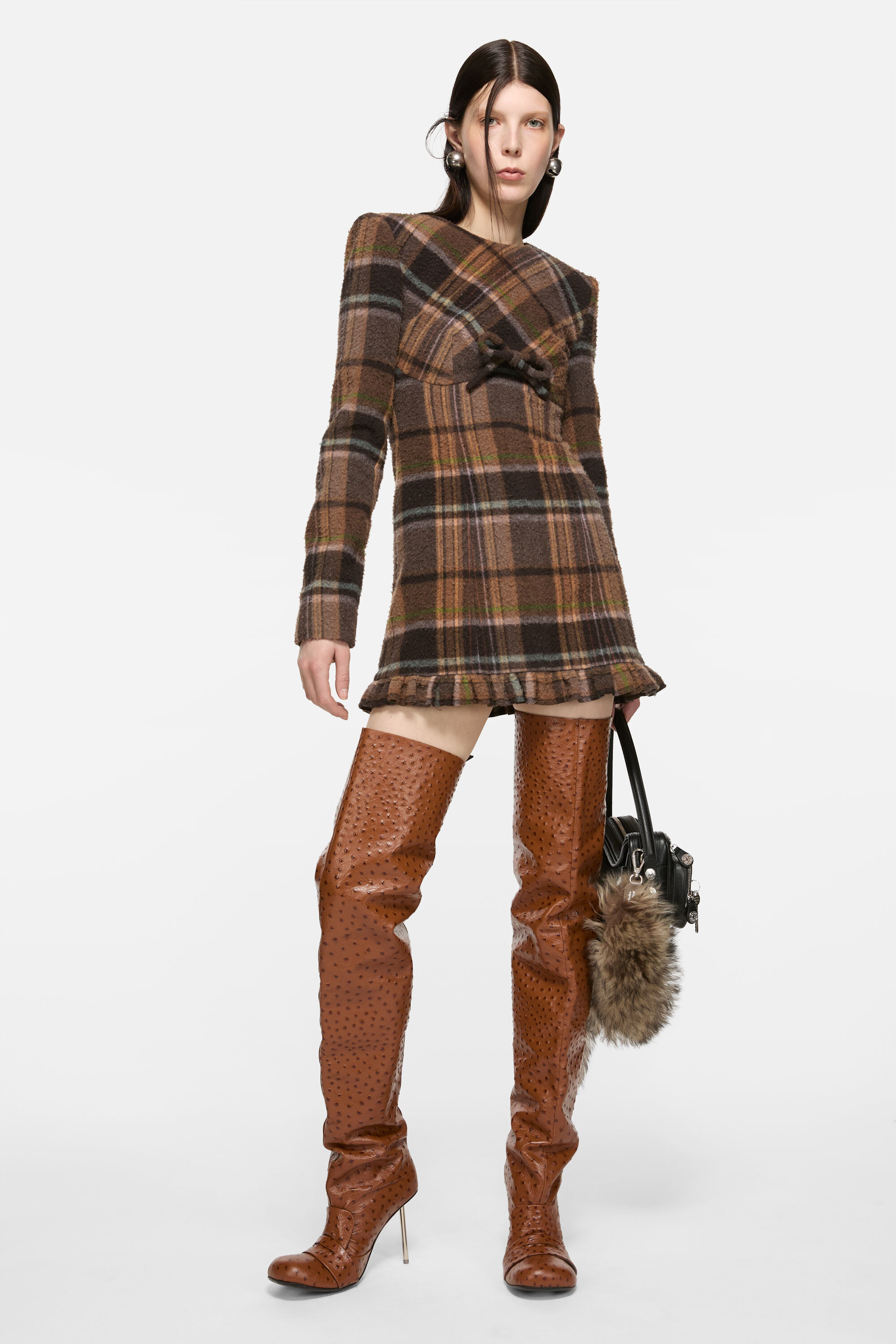 Wool mini dress - Multi brown - 2