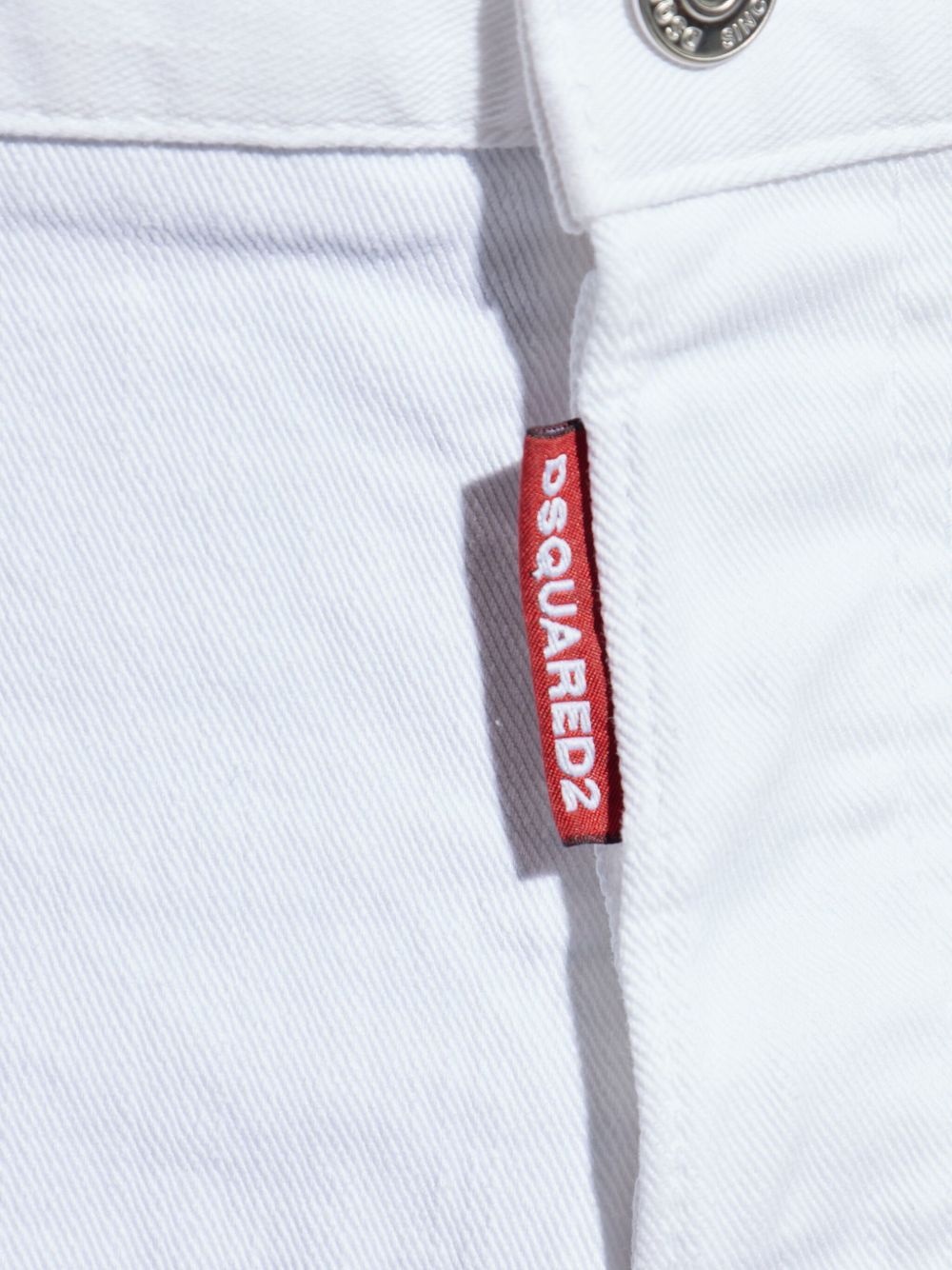 label-detail cotton trousers - 5