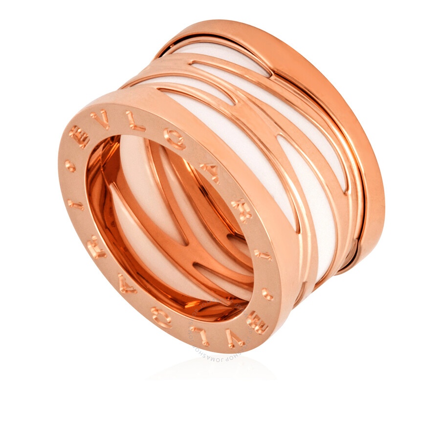 Bvlgari B.Zero 1 18kt Rose Gold and White Ring, Brand Size 52 (US Size 6 1/4) - 1