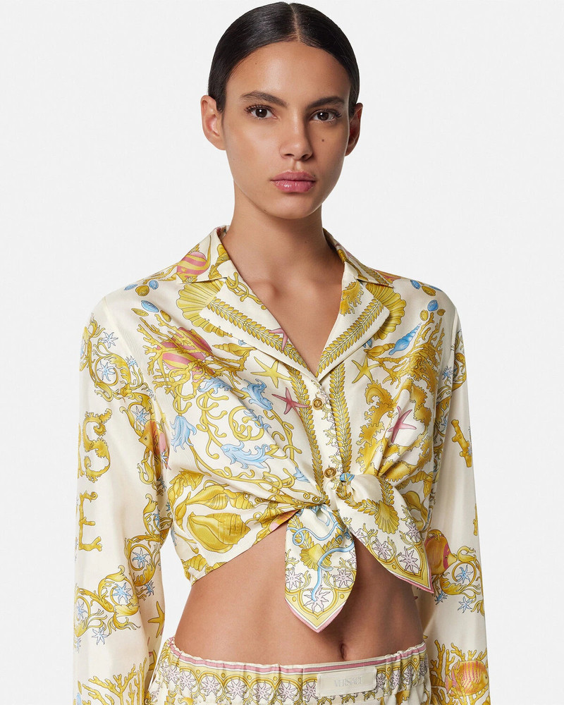 Underwater Barocco Knotted Crop Silk Shirt 3
