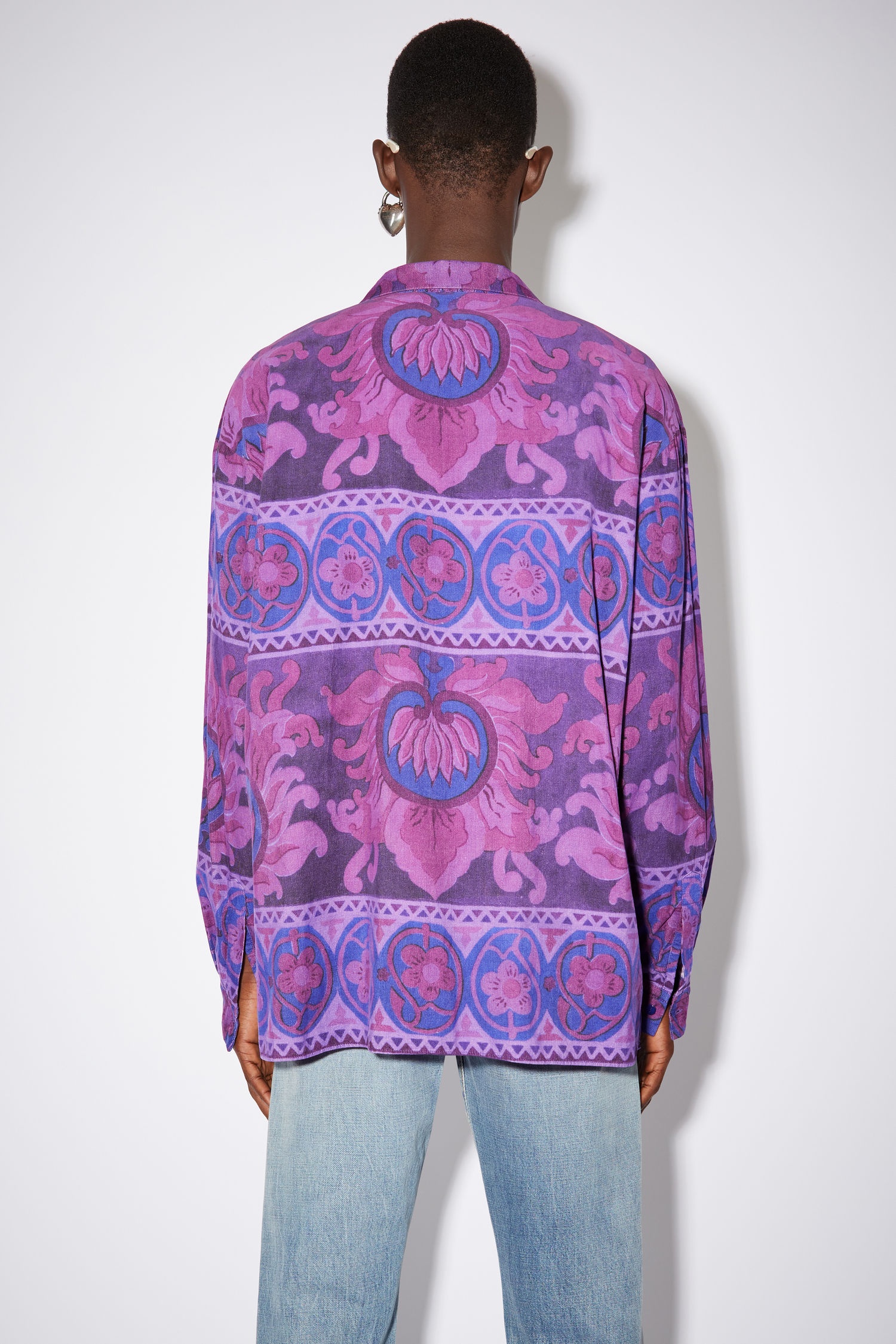 Print corduroy shirt - Purple - 3