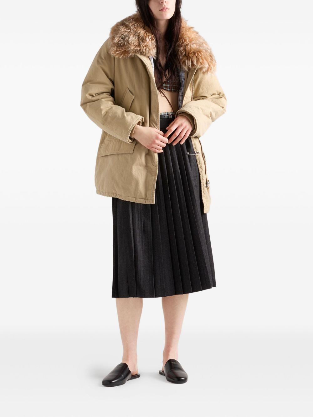pleated safety-pin midi skirt - 2