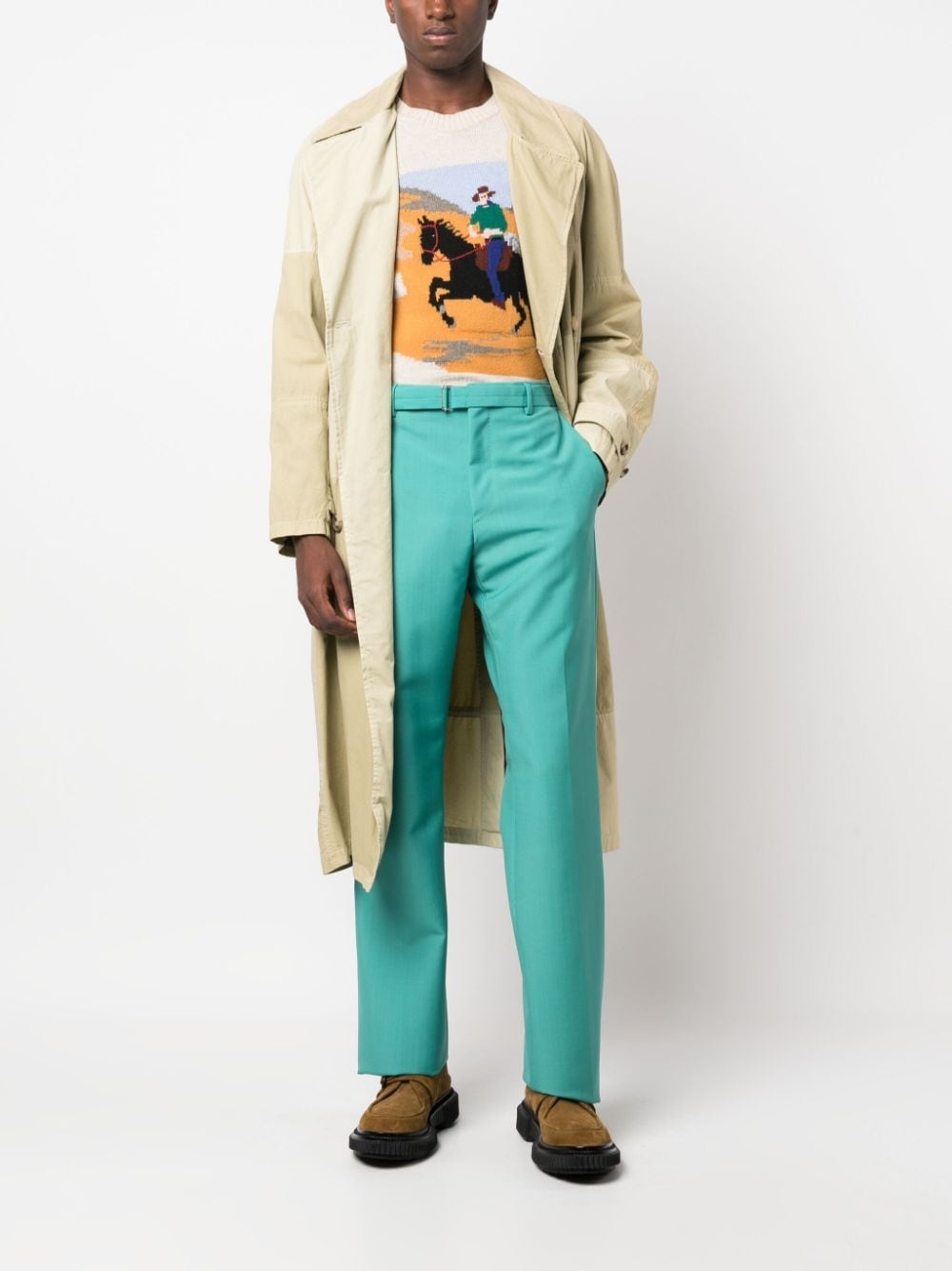 belted straight-leg trousers - 2