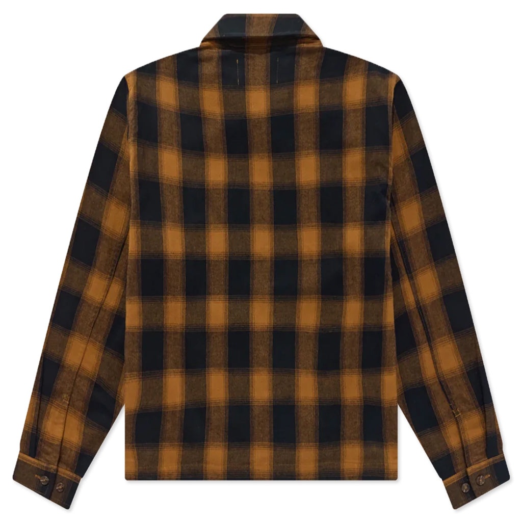 BRUSHED FLANNEL SHIRT JACKET - ORANGE MULTI - 2