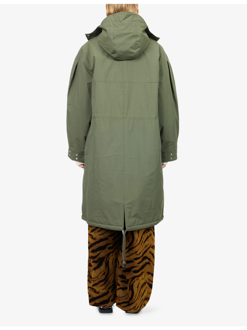 Oversized Logo-Patch Nylon Parka Coat - 4