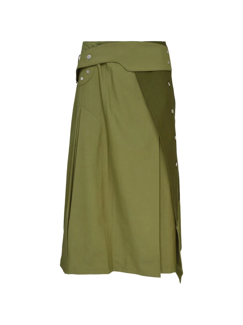 patchwork pleated wrap midi skirt - 1