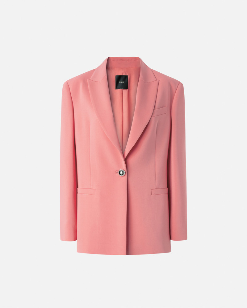 SINGLE-BREASTED CADY BLAZER WITH JEWEL BUTTON - 1