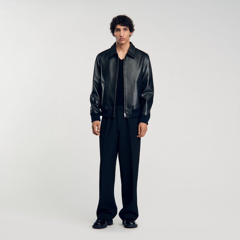 Sandro PLAIN LEATHER JACKET outlook