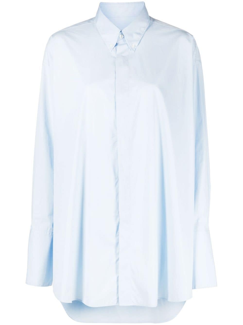 poplin texture  long-sleeve shirt - 1