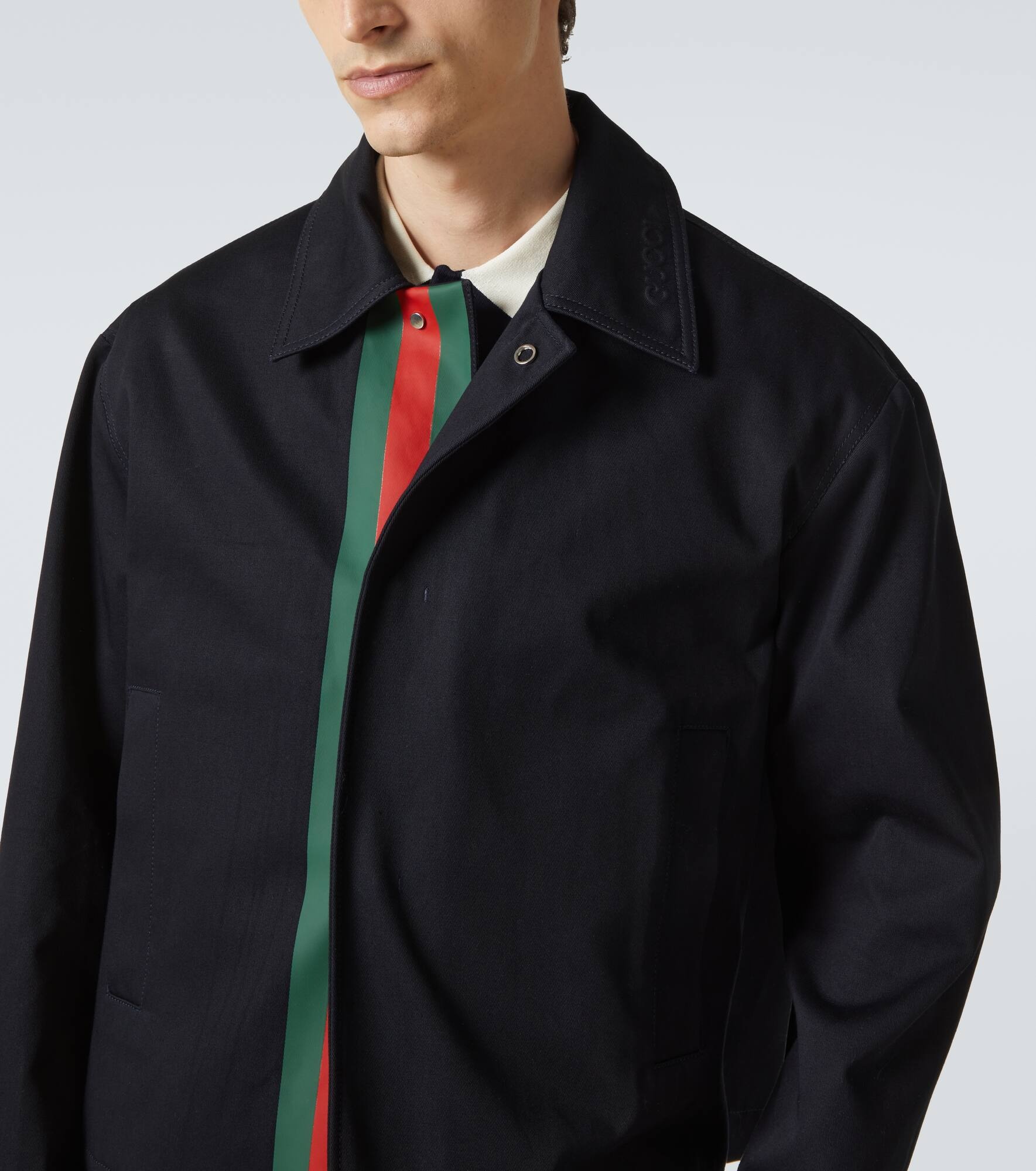 Web Stripe cotton gabardine jacket - 5