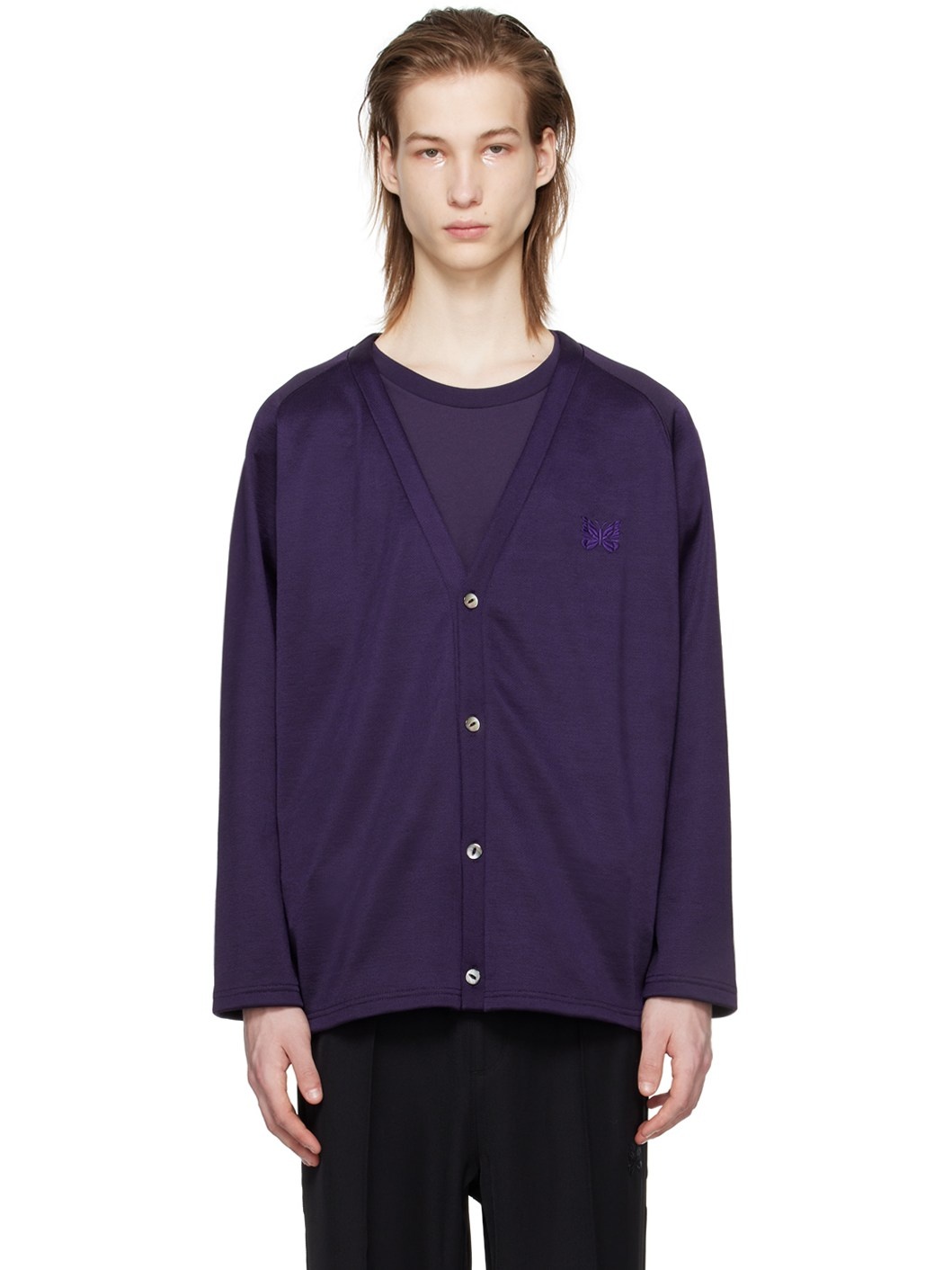 Purple Buttoned Cardigan - 1