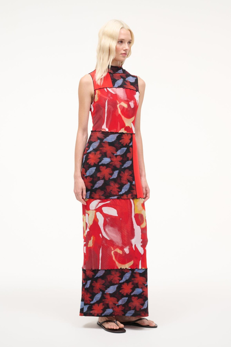 STAUD RUBY DRESS RED ZONE MULTI 4