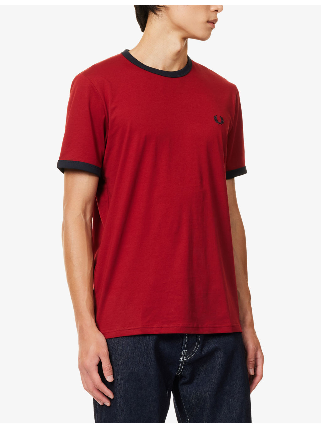 Ringer Embroidered-Logo Cotton T-Shirt - 3