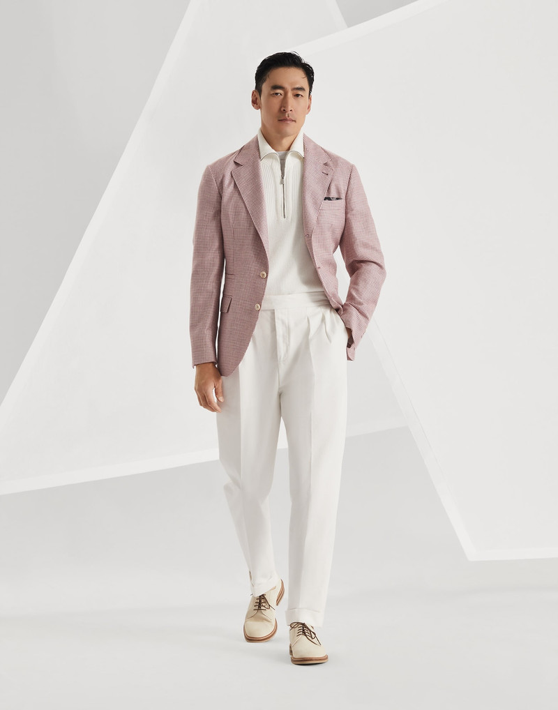 Wool, linen and silk houndstooth deconstructed blazer 5