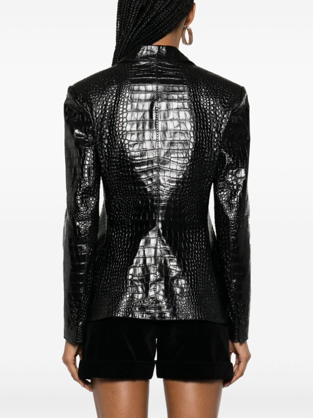 embossed-leather blazer - 4