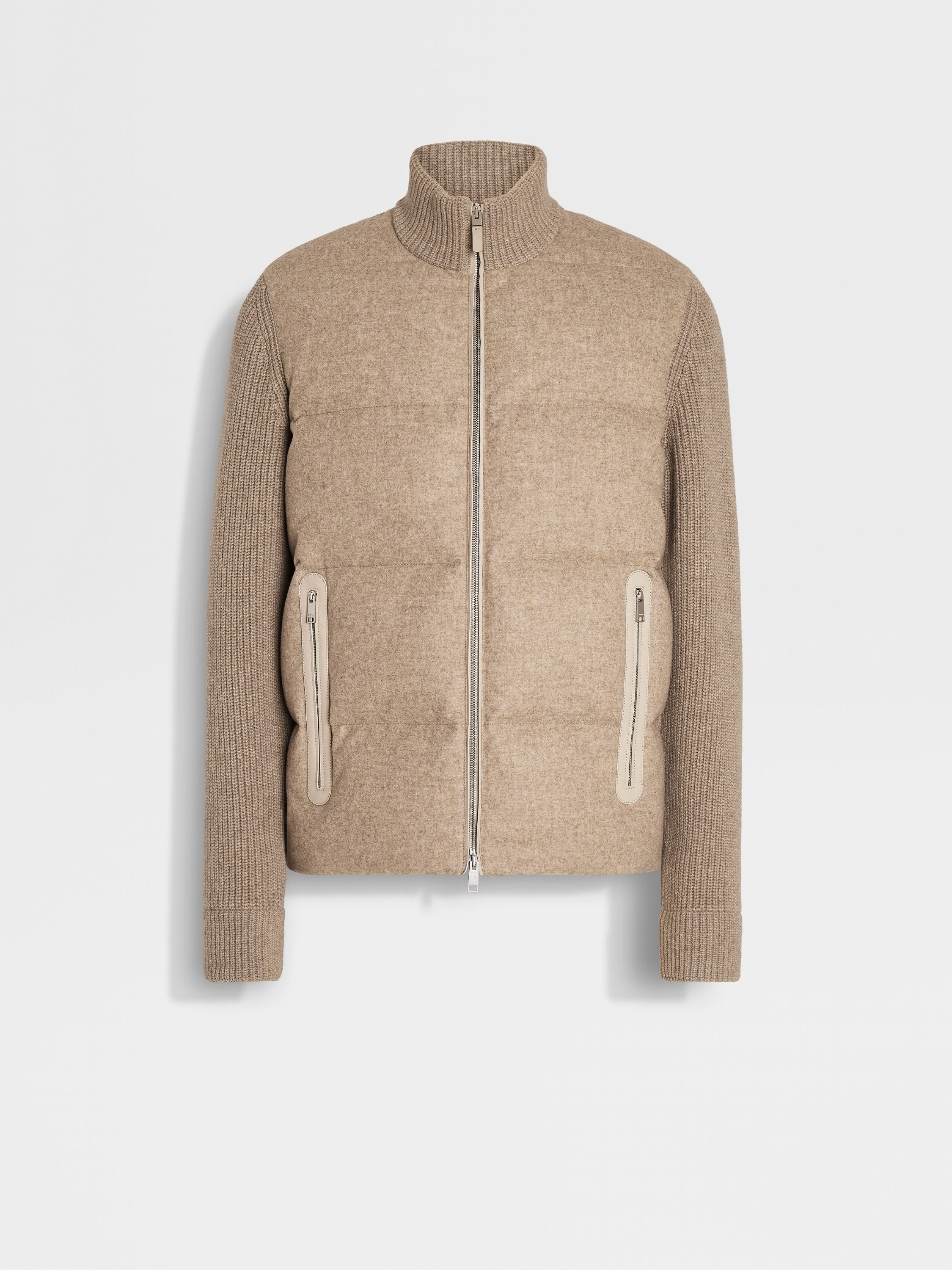 LIGHT TAUPE MULTIMÉLANGE OASI CASHMERE FULL ZIP BLOUSON - 1