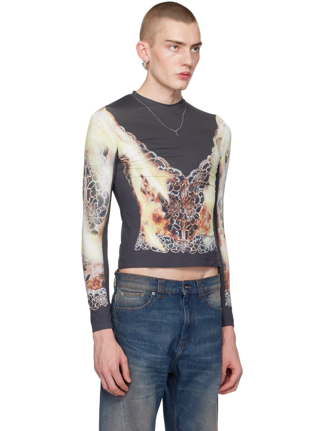 Black Printed Long Sleeve T-Shirt - 2