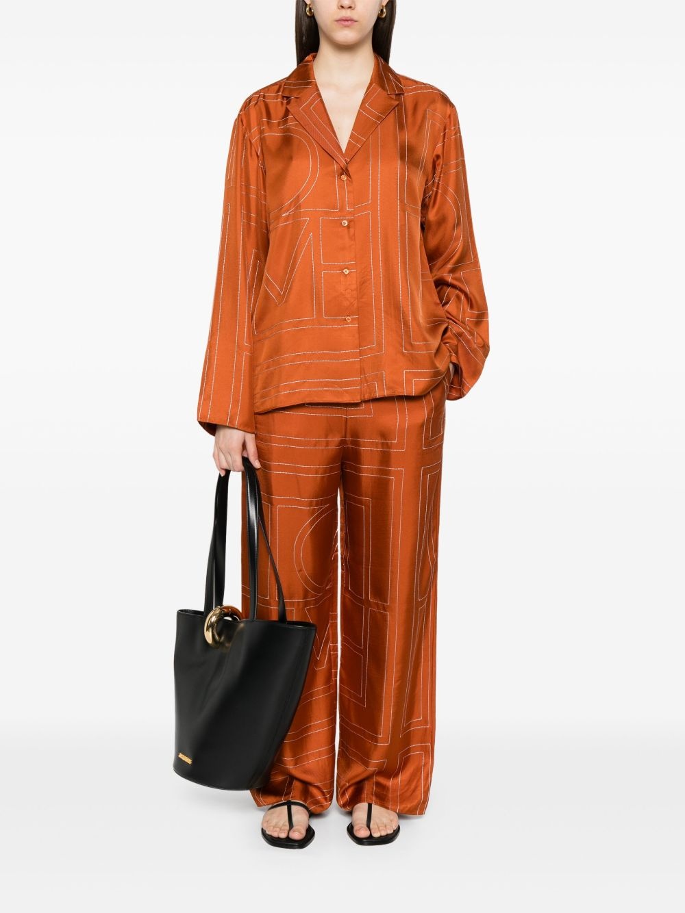 monogram silk trousers - 2