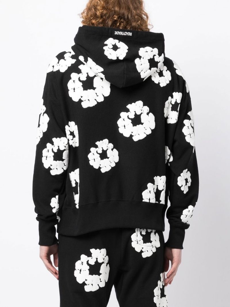 floral-print slogan-embroidered hoodie - 4