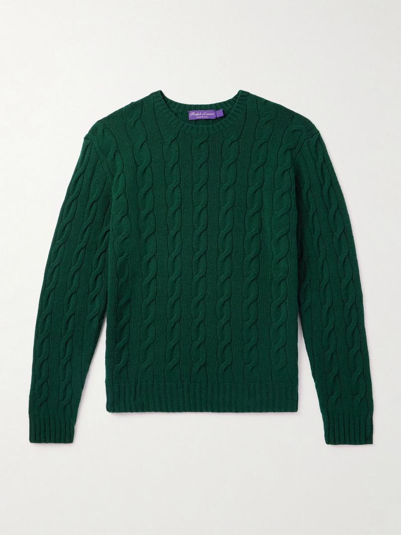 Cable-Knit Cashmere Sweater Dark green 1