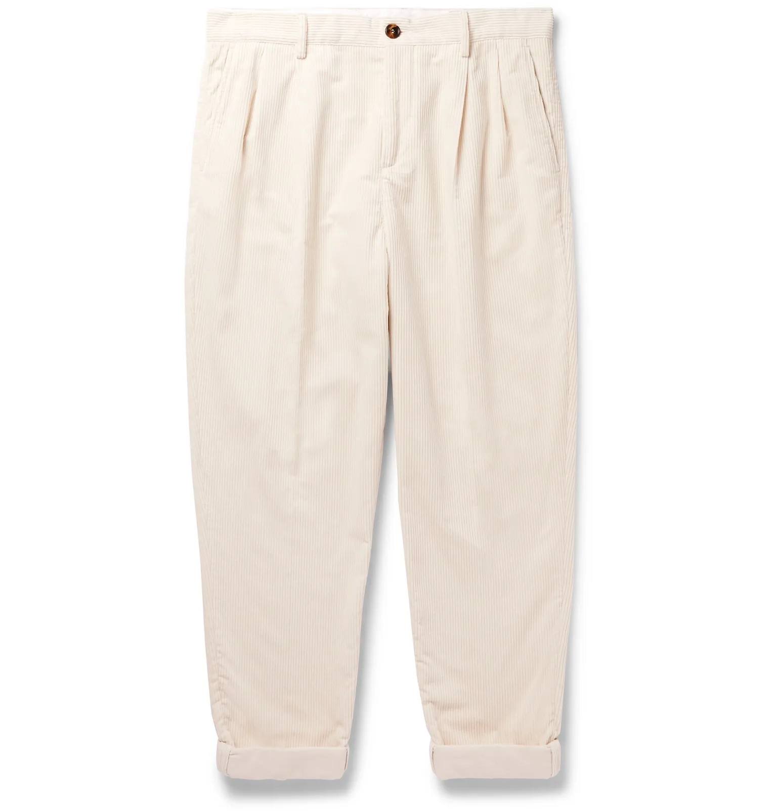 Tapered Pleated Cotton-Corduroy Trousers - 1